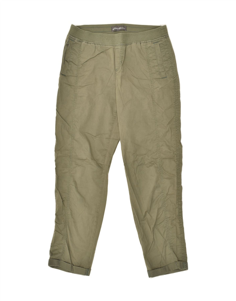 EDDIE BAUER Womens Tapered Chino Trousers US 10 Large W32 L29 Green Cotton | Vintage Eddie Bauer | Thrift | Second-Hand Eddie Bauer | Used Clothing | Messina Hembry 