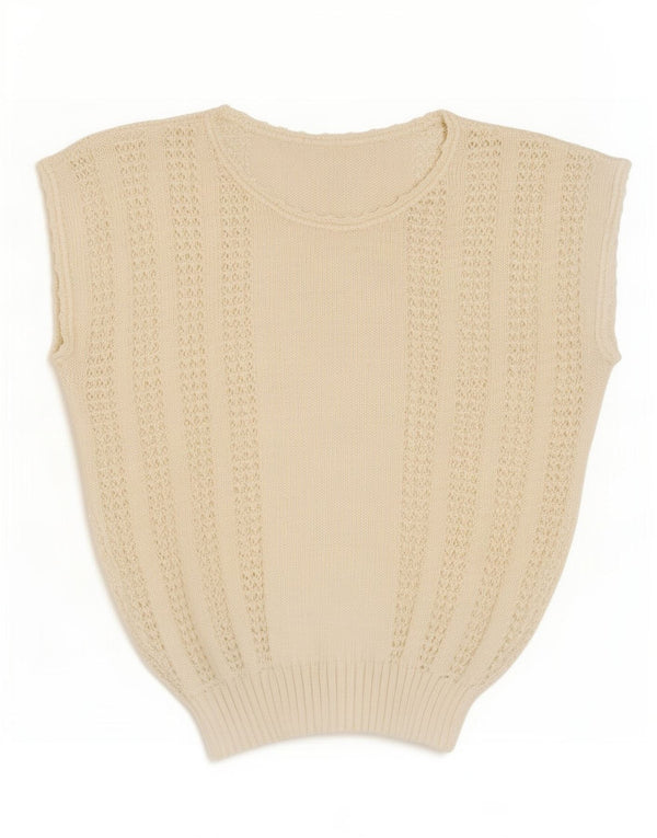 Vintage Damen Weste Tank Top UK 14 Medium Off White