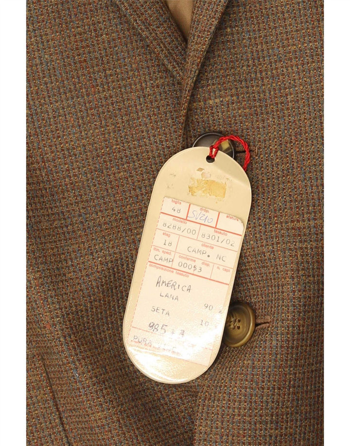 Vittorio Veneto Herren-Blazer mit 2 Knöpfen, IT 48, mittelbraune Wolle