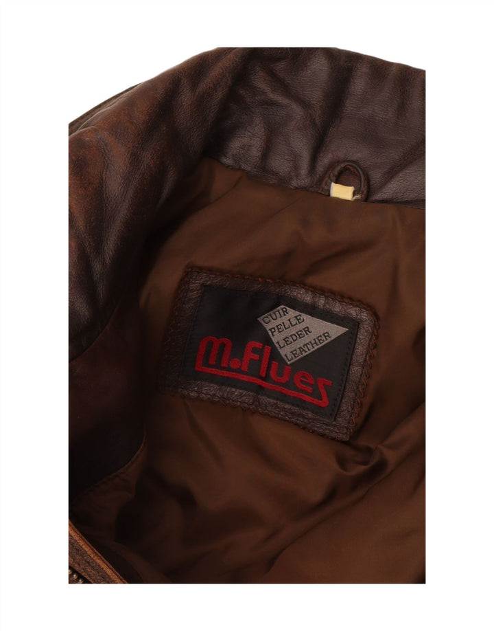 M. Flues Herren-Lederjacke mit lockerer Passform, UK 38, mittelbraunes Leder