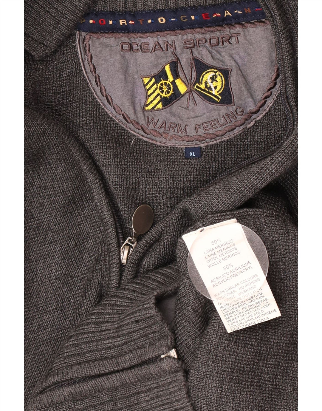 Vintage Herren Cardigan Pullover XL Graue Schurwolle