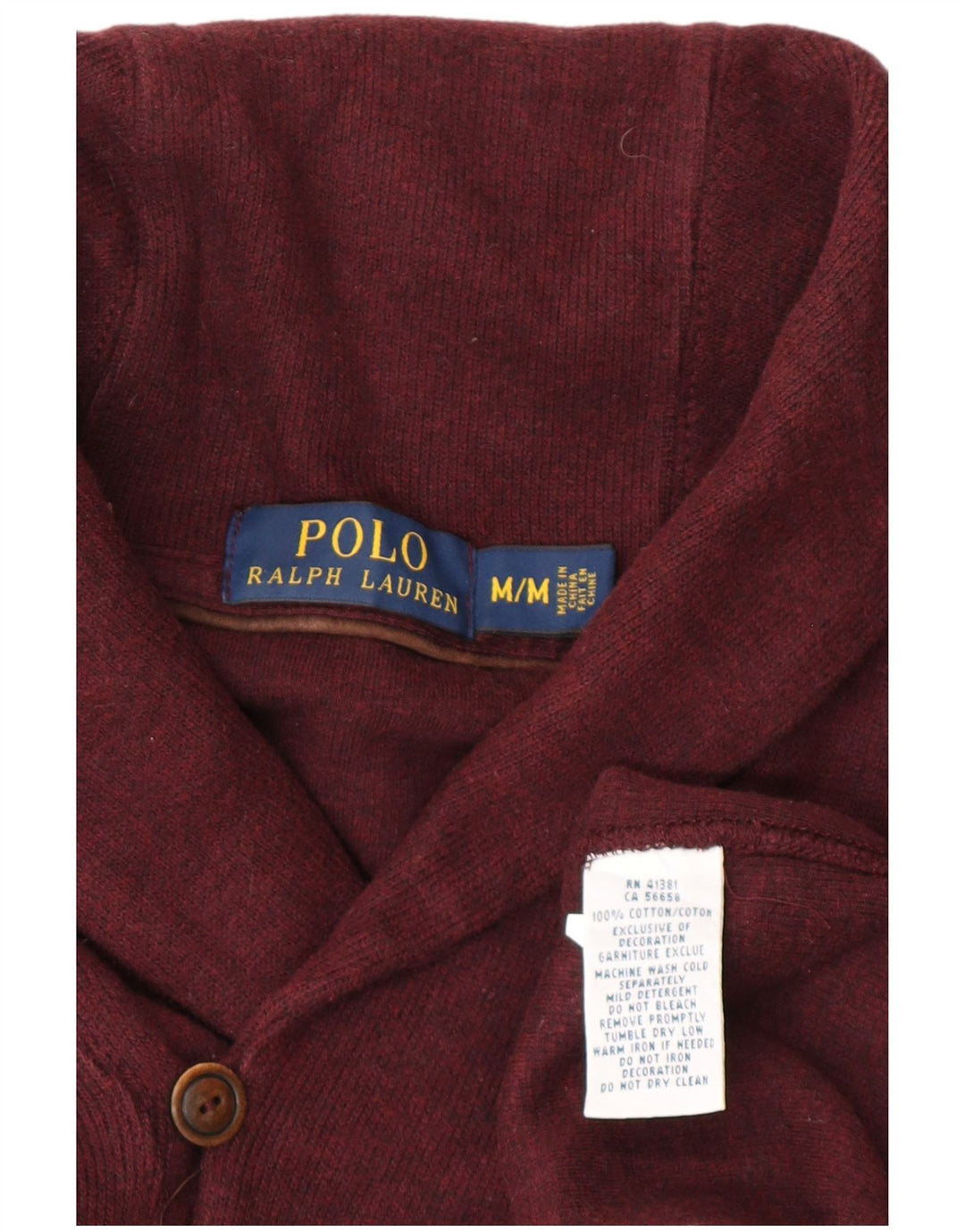POLO RALPH LAUREN Herren-Pullover mit Schalkragen, mittelgroße burgunderrote Baumwolle