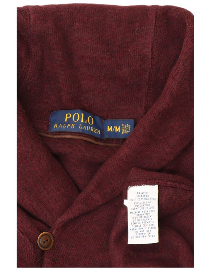 POLO RALPH LAUREN Herren-Pullover mit Schalkragen, mittelgroße burgunderrote Baumwolle