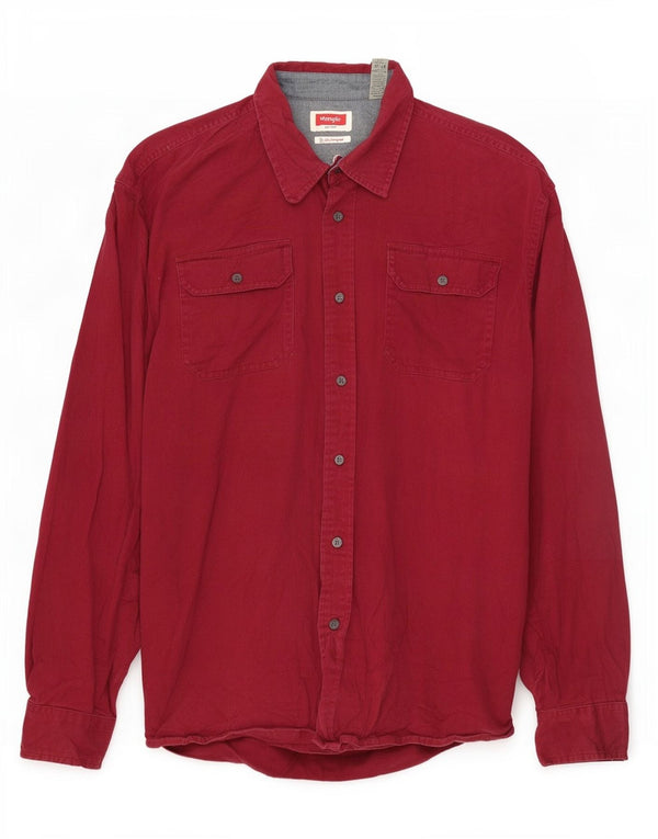 Wrangler Mens Shirt XL Burgundy Cotton