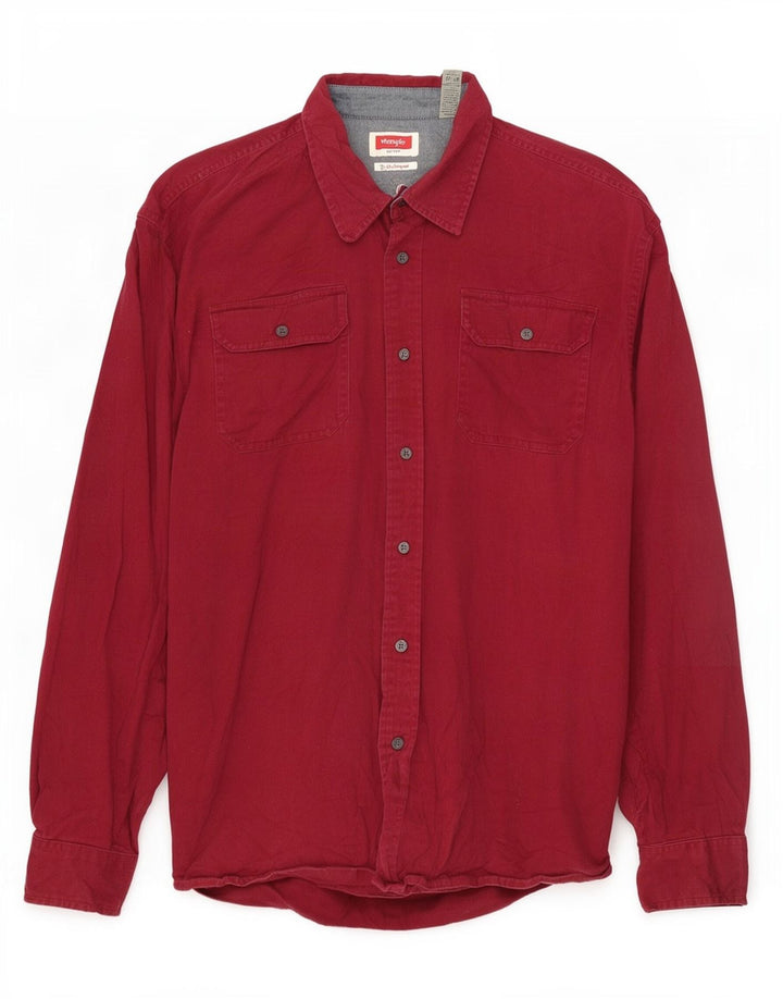 Wrangler Herrenhemd XL Burgunderrot aus Baumwolle