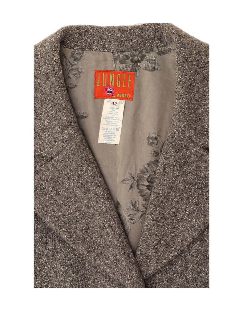 KENZO Womens Jungle 3 Button Blazer Jacket IT 42 Medium Grey Silk Vintage Kenzo and Second-Hand Kenzo from Messina Hembry 