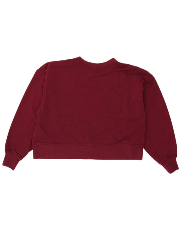 Nike Womens Graphic Oversized Sweatshirt Pullover UK 10 Small Burgund Baumwolle