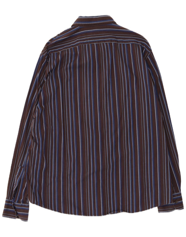 Trussardi Jeans Herrenhemd 3XL braun gestreift aus Baumwolle