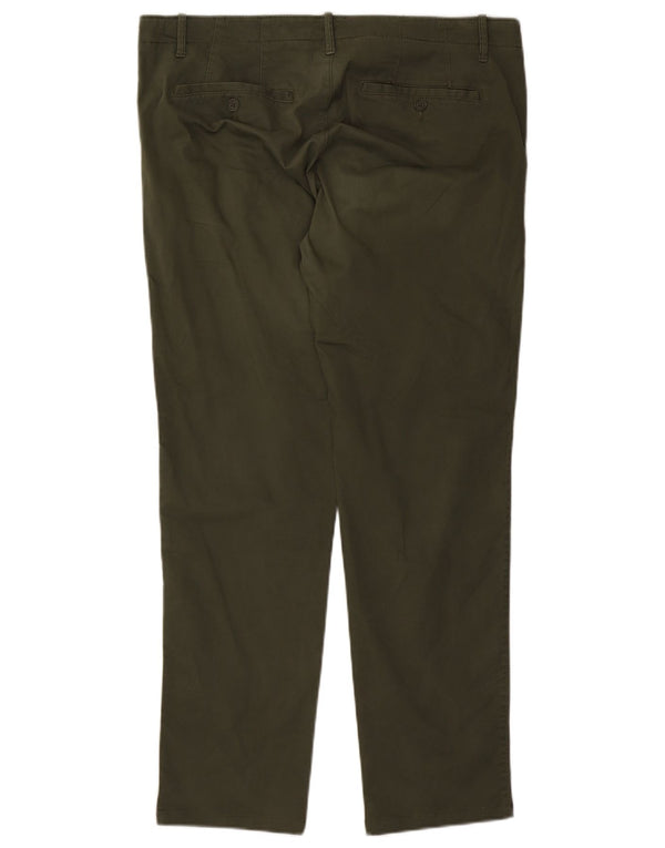 Benetton Herren Straight Chino Hose IT 54 2XL W40 L30 Khaki Baumwolle