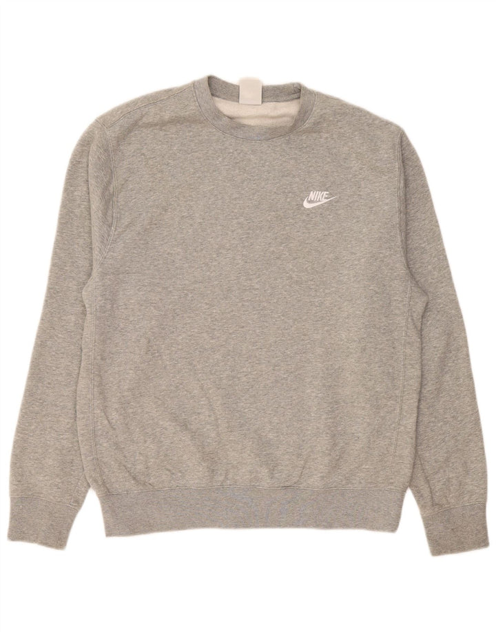 Nike Herren-Sweatshirt-Pullover aus mittelgrauer Baumwolle