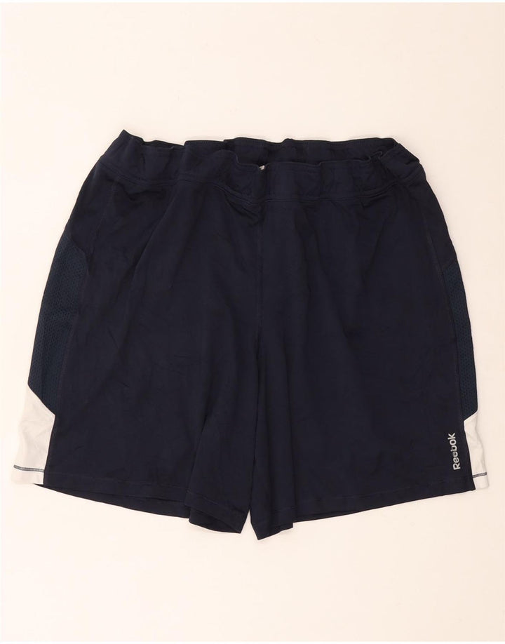 REEBOK Damen Sportshorts UK 16 Large Marineblaues Colourblock-Polyester