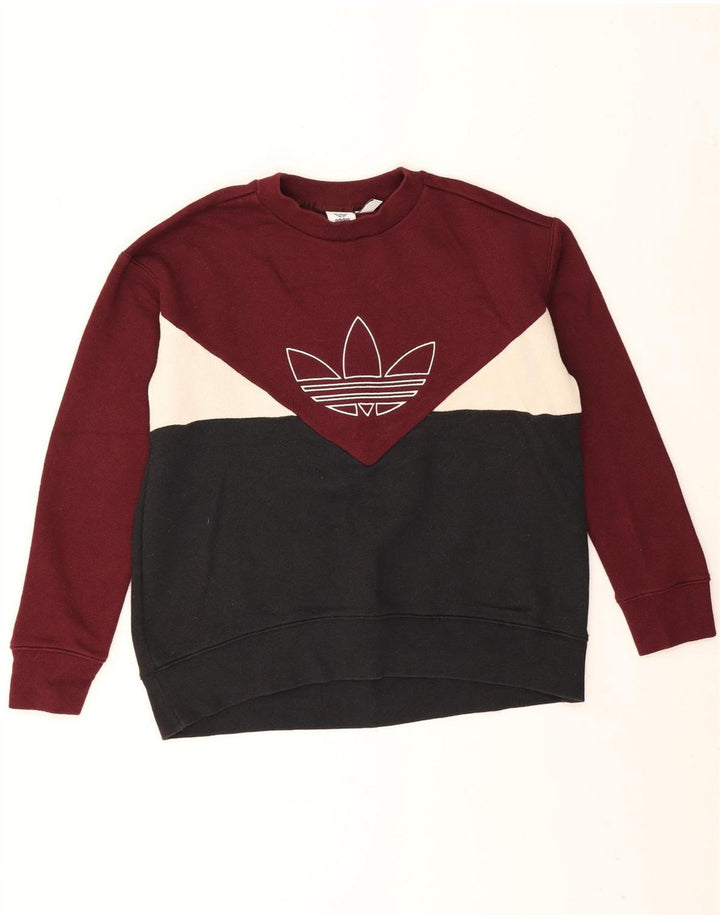 Adidas Damen Graphic Sweatshirt Pullover UK 10 Small Schwarz Colourblock