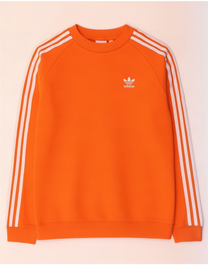 Adidas Damen Sweatshirt Pullover UK 14 Medium Orange Baumwolle