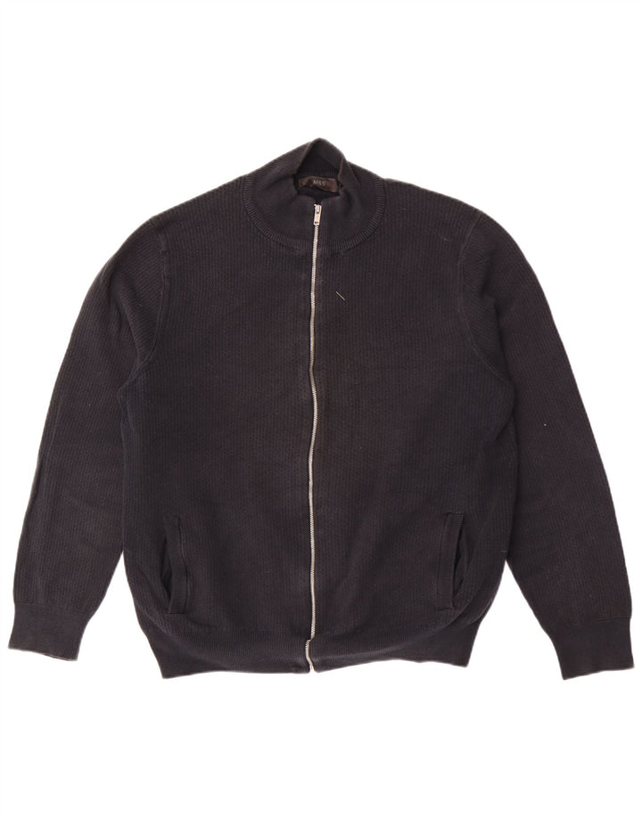 Marks & Spencer Herren-Strickjacke, groß, aus schwarzer Baumwolle