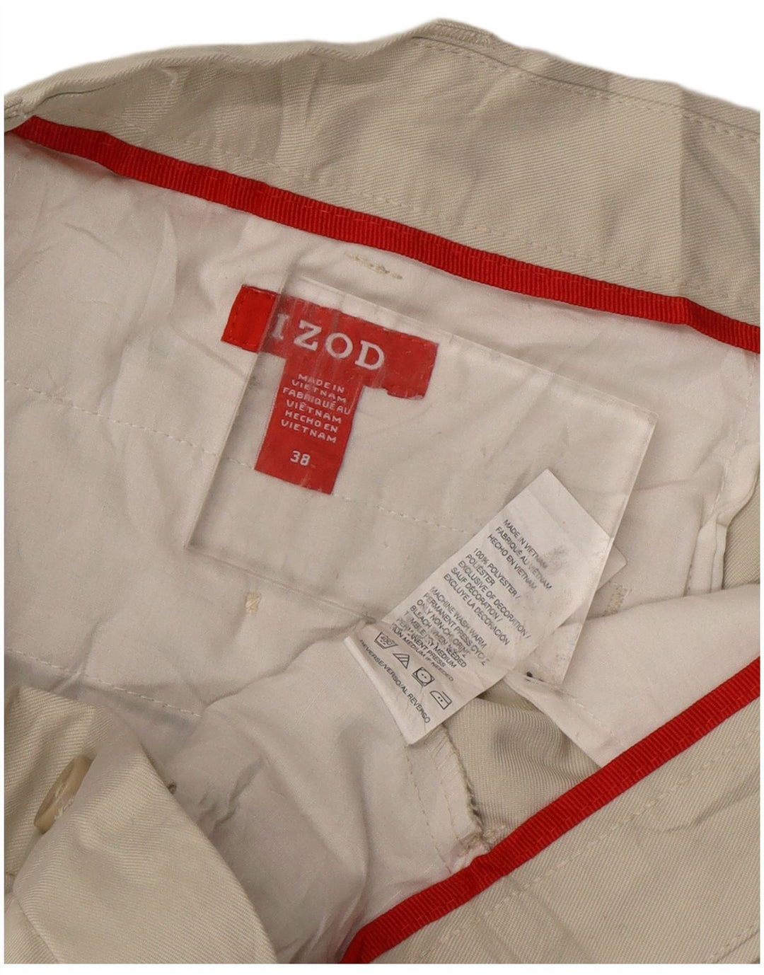 IZOD Mens Chino Shorts W38 XL Beige Polyester