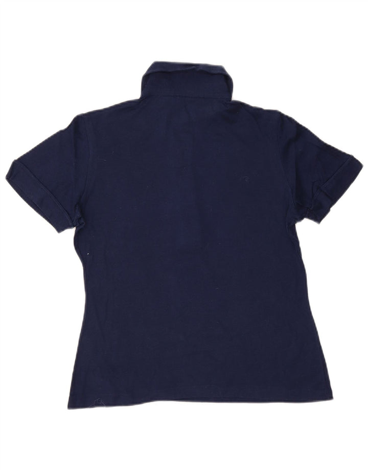 Luisa Spagnoli Damen Poloshirt IT 42 Medium Marineblau Baumwolle