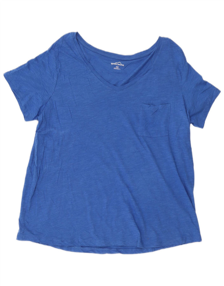 EDDIE BAUER Damen T-Shirt Top UK 20 2XL Blau meliert Baumwolle