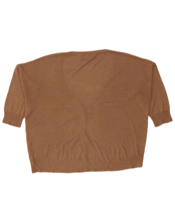 Zara Damen-Strickjacke mit 3/4-Ärmeln, übergroß, Gr. 14, Mittelbraun