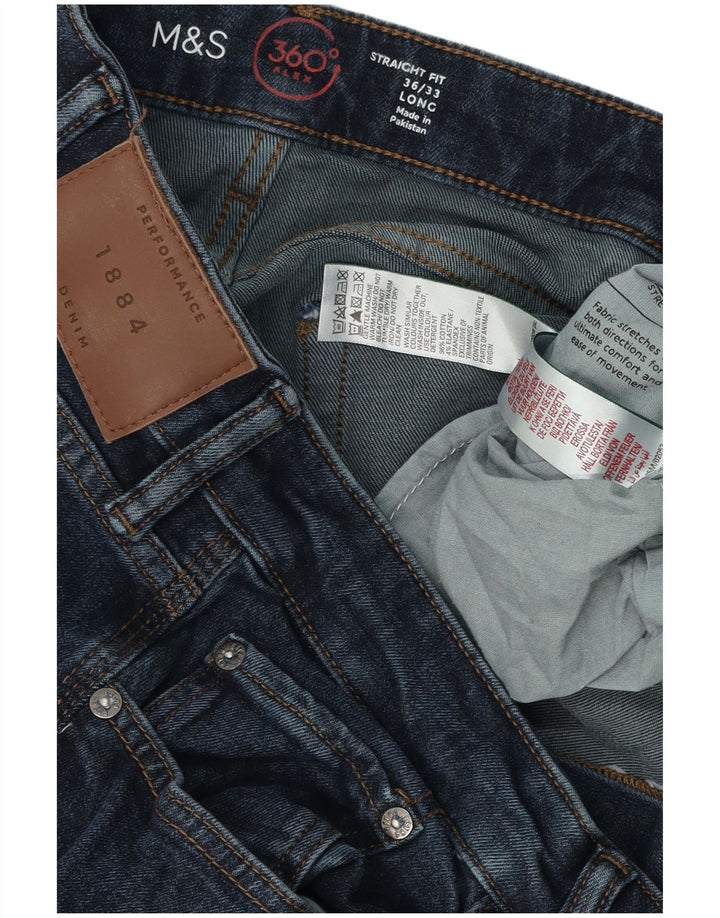 Marks & Spencer Herren Straight Jeans W36 L33 Marineblaue Baumwolle