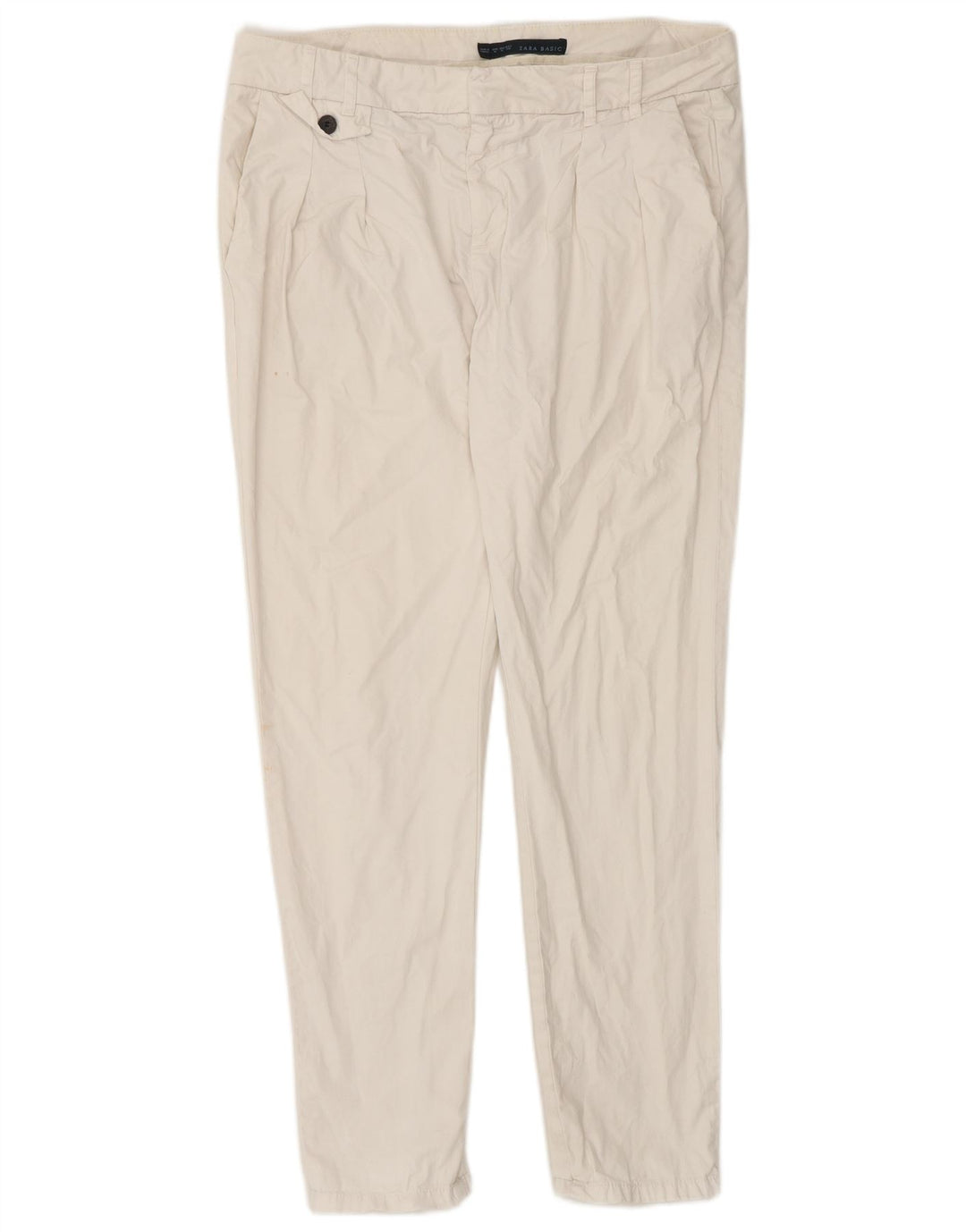 Zara Slim Chino-Hose für Damen, Größe M, W32, L30, weiße Baumwolle