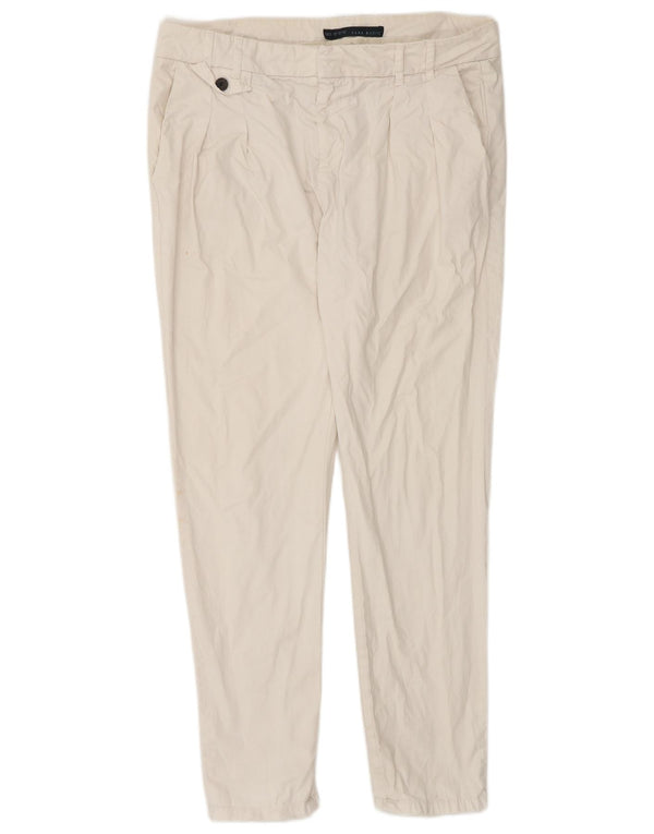 Zara Slim Chino-Hose für Damen, Größe M, W32, L30, weiße Baumwolle