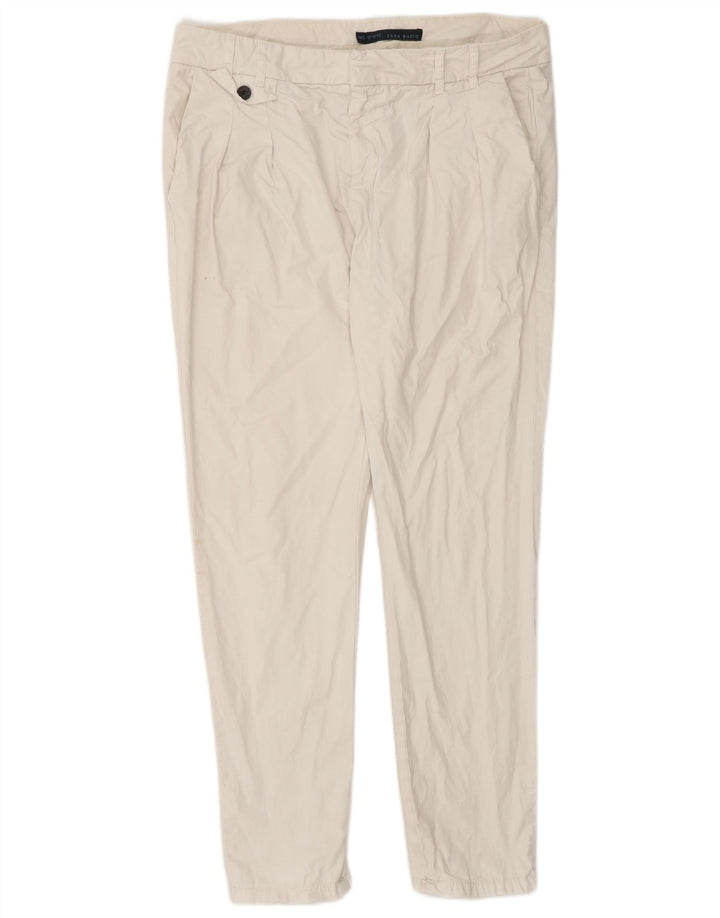 Zara Slim Chino-Hose für Damen, Größe M, W32, L30, weiße Baumwolle