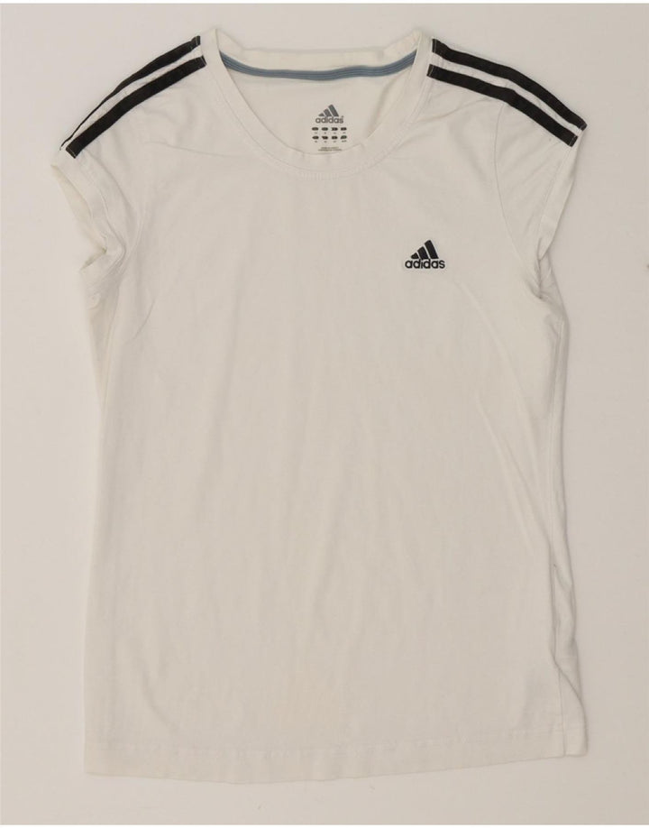 ADIDAS Womens T-Shirt Top UK 14 Medium White Cotton Vintage Adidas and Second-Hand Adidas from Messina Hembry 