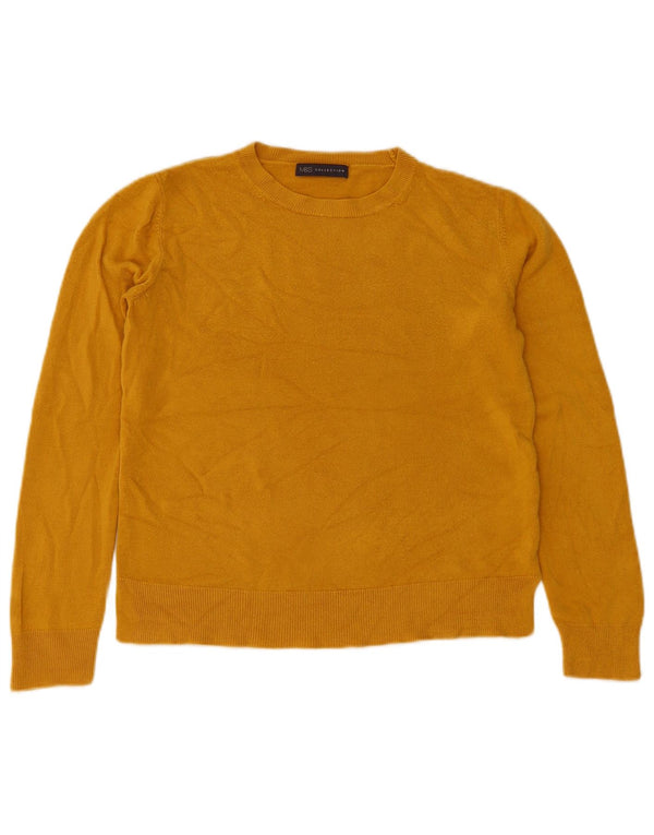 Marks & Spencer Womens Crew Neck Jumper Sweater UK 12 Medium Yellow Acrylic