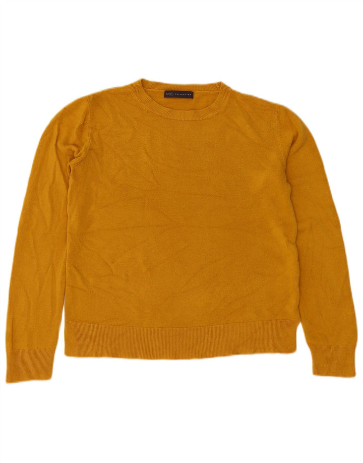 Marks & Spencer Damen Pullover mit Rundhalsausschnitt, UK 12, Mittelgelb, Acryl
