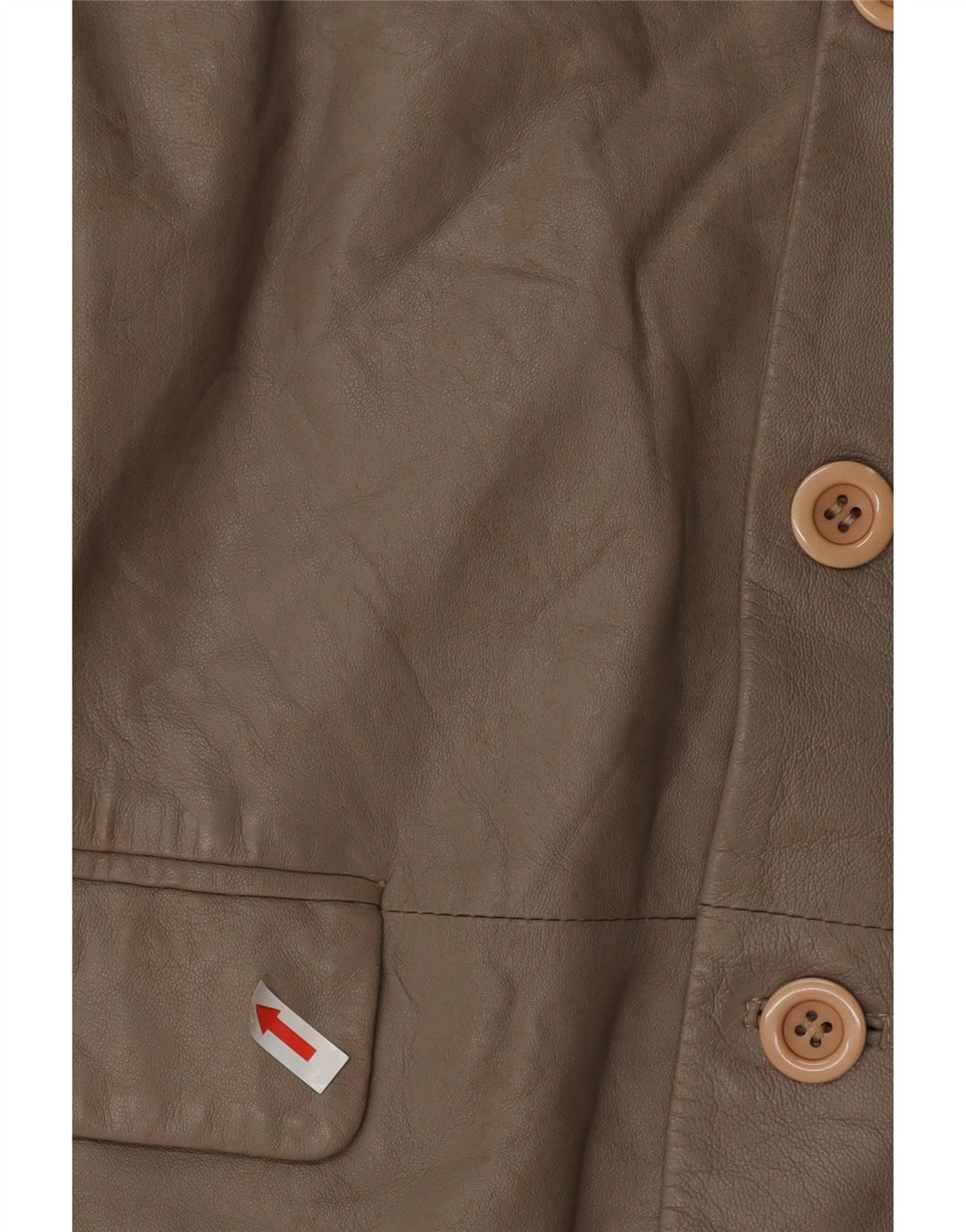 VINTAGE Damen 3-Knopf-Lederblazerjacke UK 16 Großes graues Leder