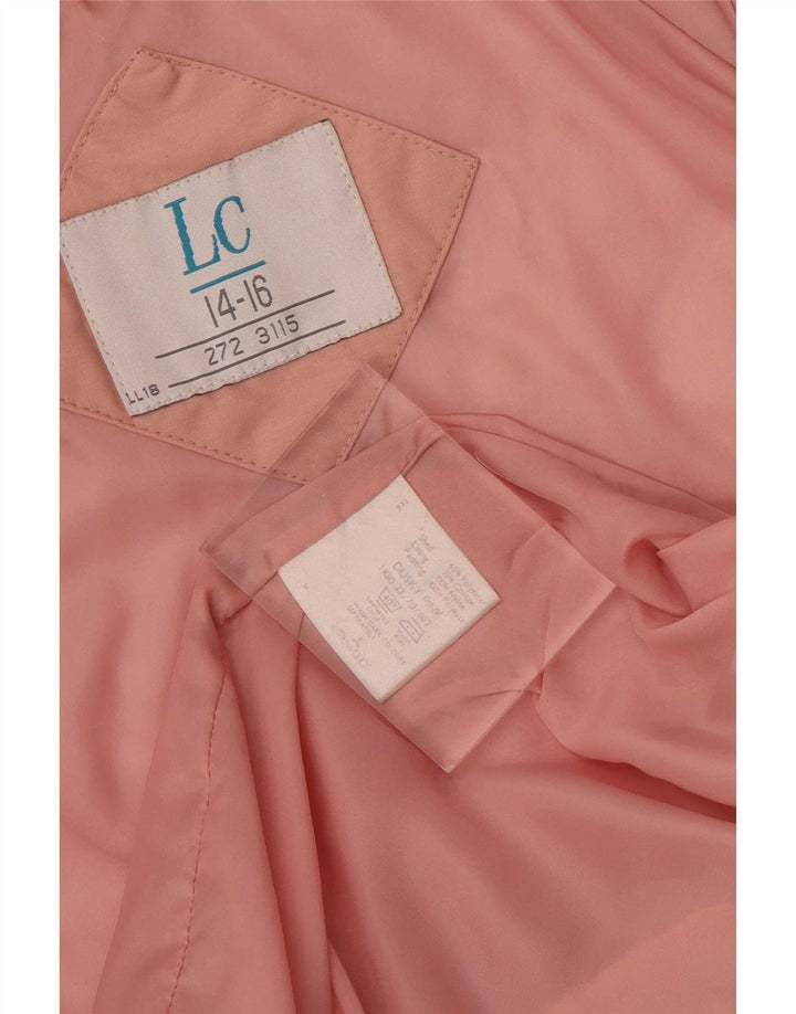 Vintage Damen Loose Fit Gepolsterter Mantel UK 14/16 Großes Rosa Polyester