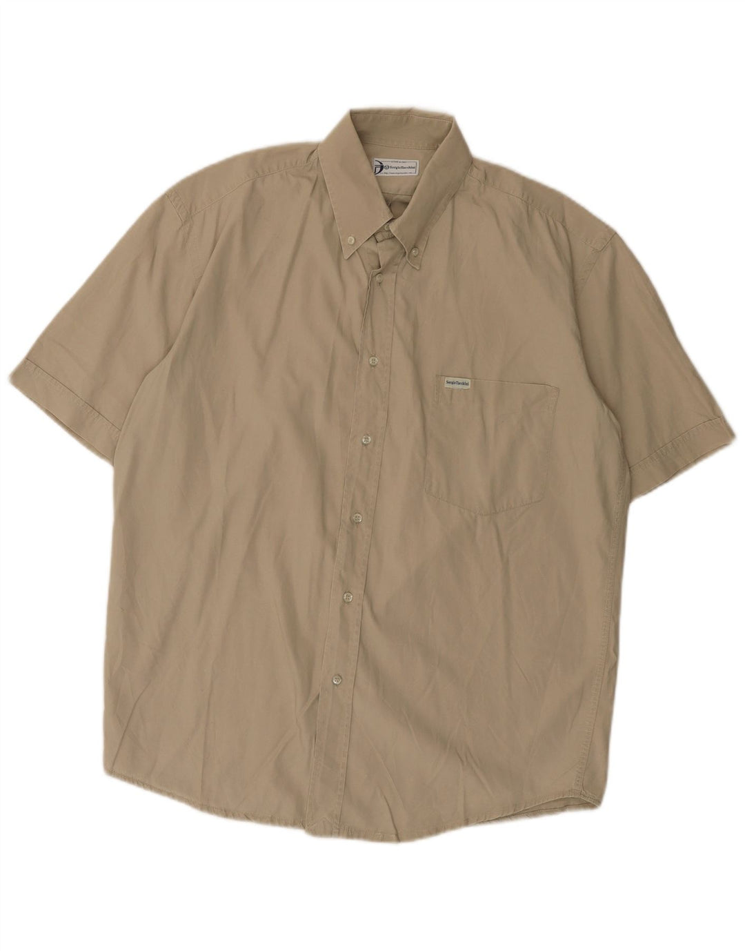 Sergio Tacchini Herren-Kurzarmhemd, groß, Khaki, Baumwolle