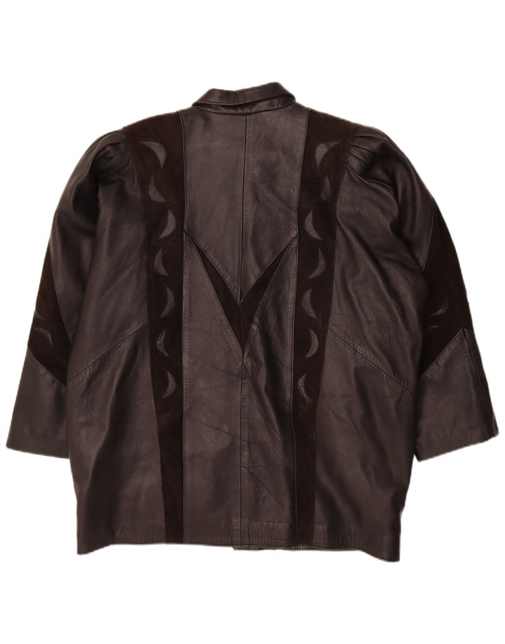 Vintage Damen Lederjacke UK 20 2XL Schwarz Colourblock