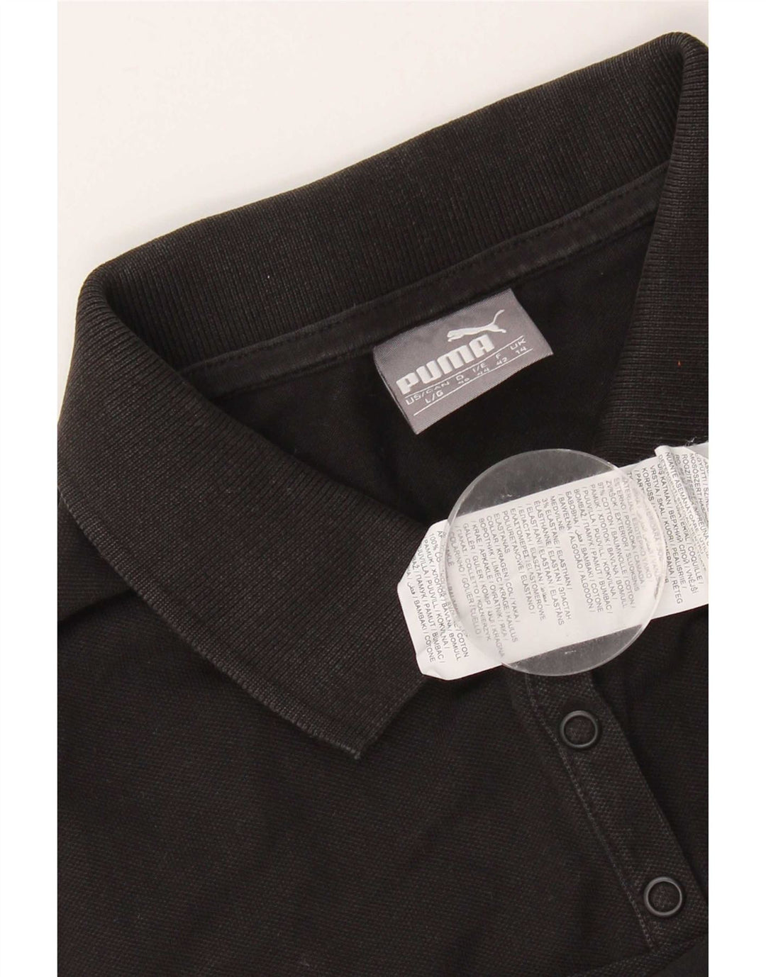 Puma Damen Poloshirt UK 14 Large Schwarz Baumwolle
