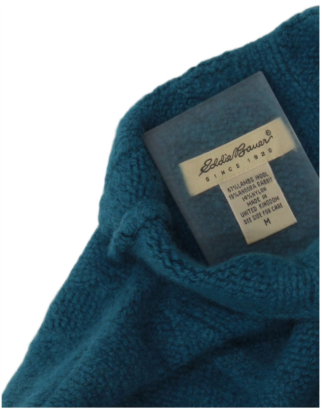EDDIE BAUER Damen Rollkragenpullover Pullover UK 14 Mittelblaue Lammwolle