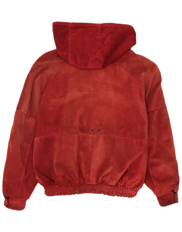 Vintage Herren Loose Fit Kapuzen-Windbreakerjacke UK 38 Medium Burgund