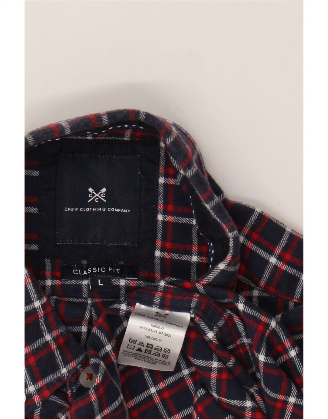 Crew Clothing Herren-Hemd mit klassischer Passform, groß, marineblau, kariert, Baumwolle