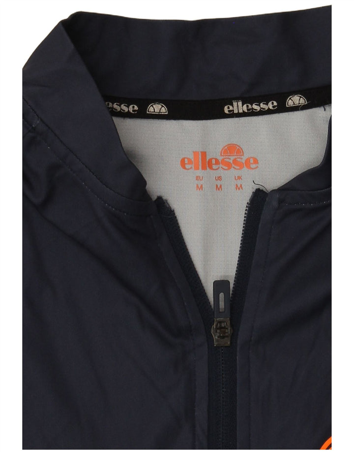 Ellesse Herren-Pullover-Trainingsanzugoberteil mit Reißverschluss und Rundhalsausschnitt, mittelgroß, Marineblau, Farbblock