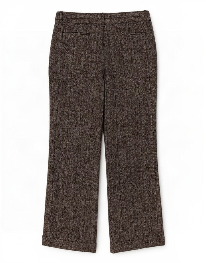 Zara Damen Bootcut Freizeithose EU 40 Medium W30 L30 Graues Fischgrätenmuster