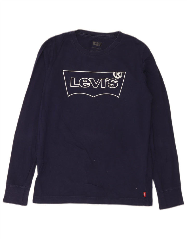 Levi's Jungen Grafik-Oberteil, langärmlig, 11–12 Jahre, marineblaue Baumwolle