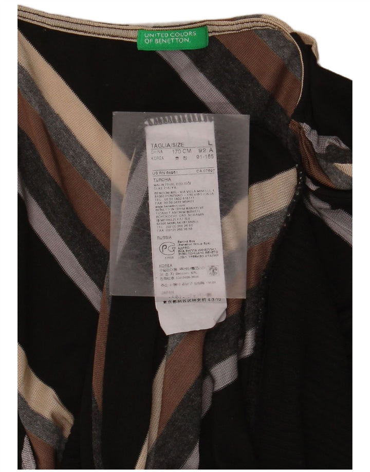 Benetton Damen-Pullover mit V-Ausschnitt, Gr. 44, groß, mehrfarbig, gestreift