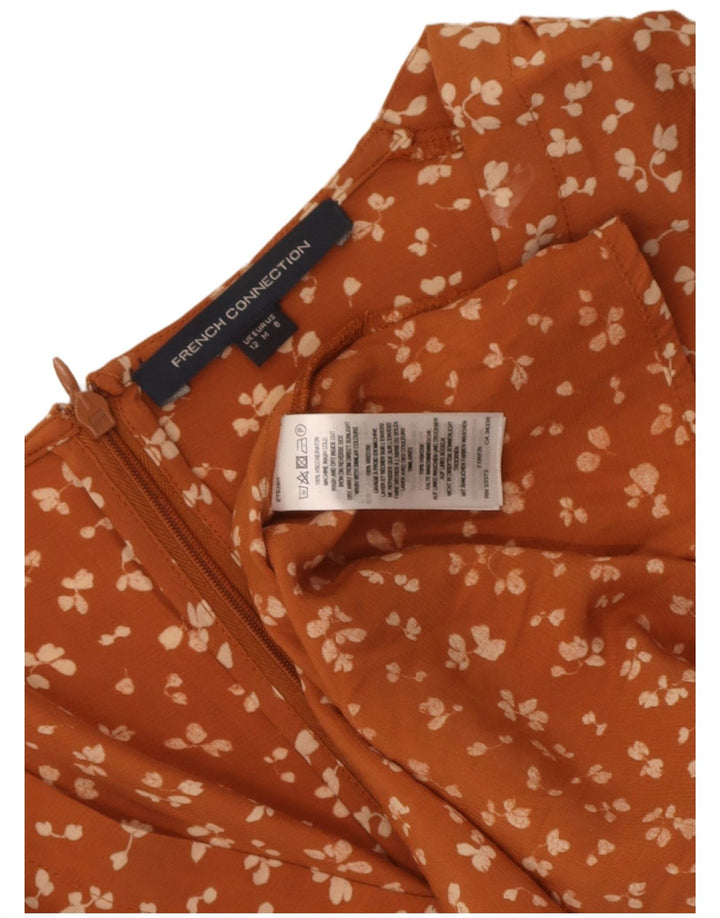 French Connection Damen-Sommerkleid, UK 12, mittlere orangefarbene Viskose mit Blumenmuster
