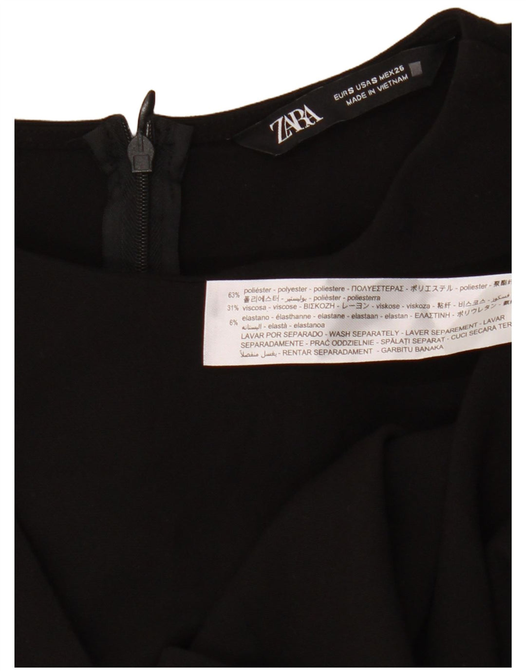 Zara Damen Langarm-Etuikleid, Größe S, Schwarz, Polyester