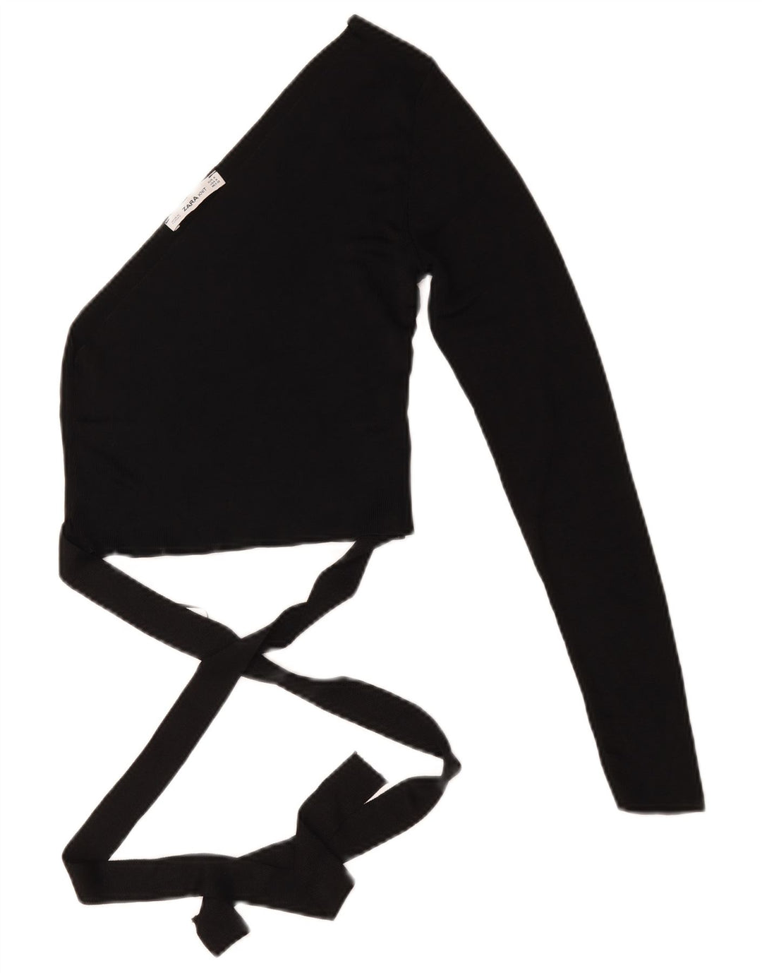 Zara Damen Crop One Shoulder Top UK 12 Mittelschwarze Viskose