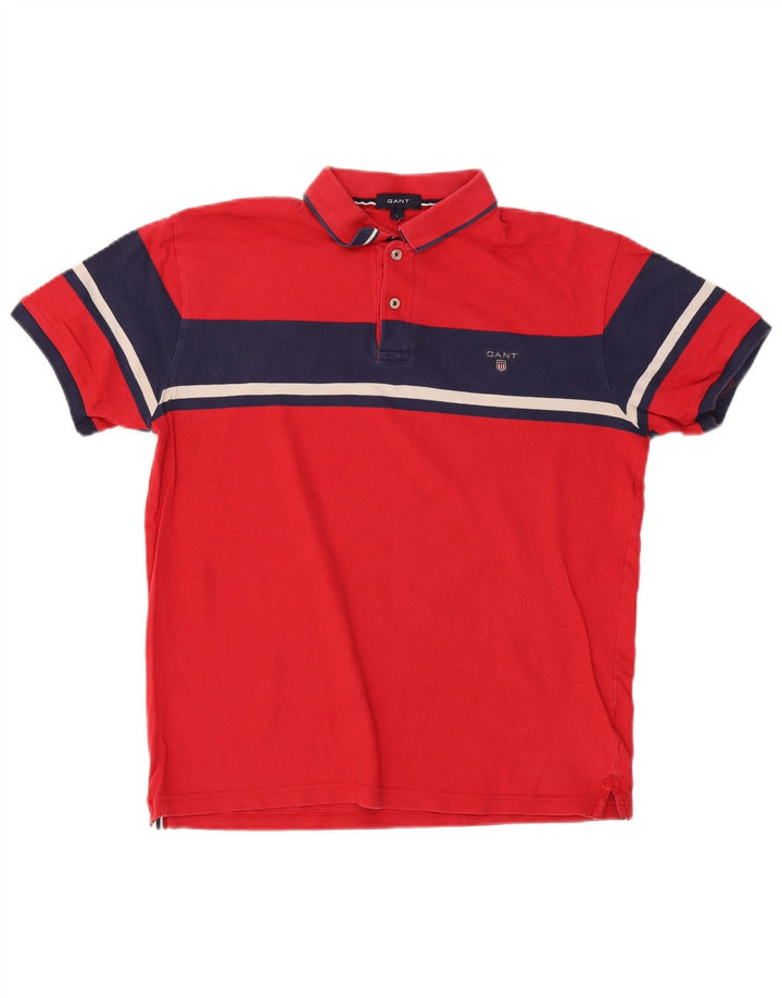 Gant Herren-Poloshirt, groß, rot, Colourblock-Baumwolle