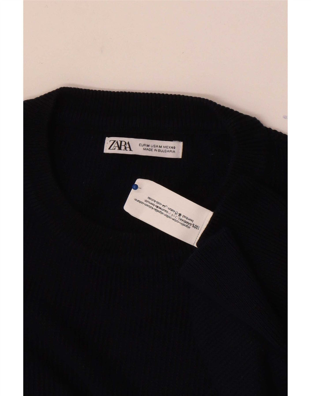 Zara Herren-Pullover mit Rundhalsausschnitt, mittelgroß, Marineblau