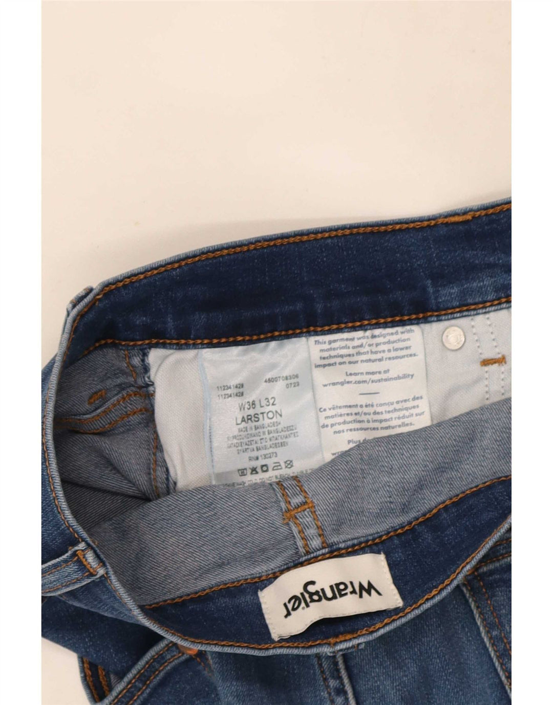 Wrangler Herren Larston Slim Jeans W36 L32 Blaue Baumwolle