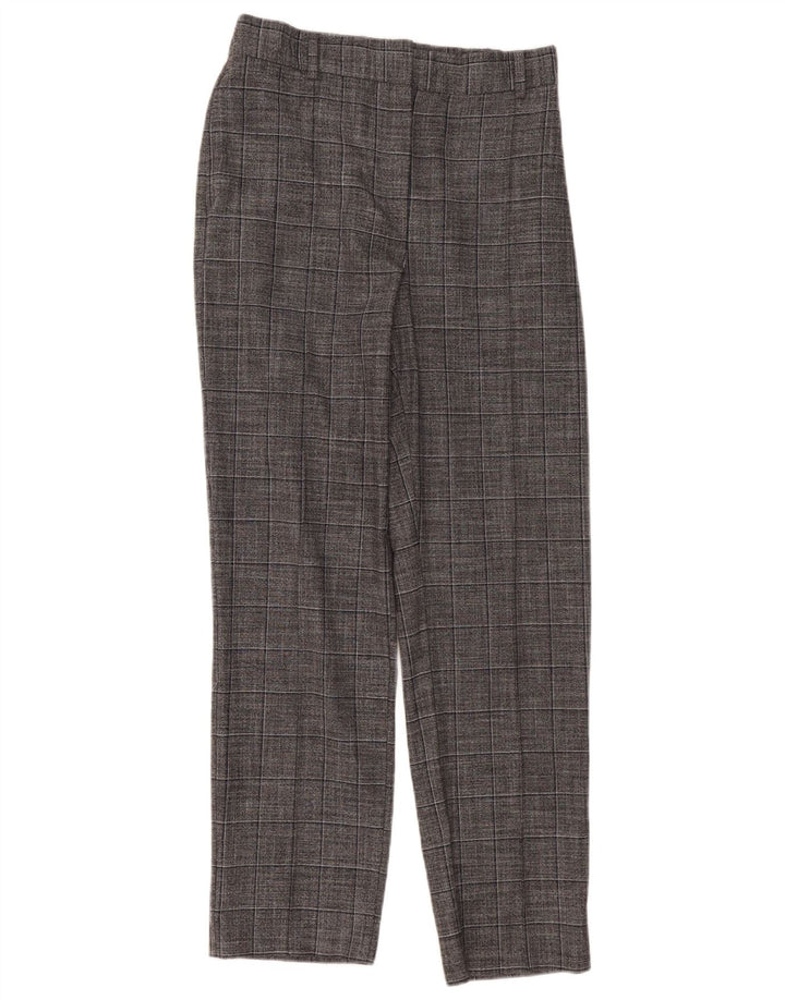 Marks & Spencer Damen Chinohose UK 12 M W30 L30 Grau kariert