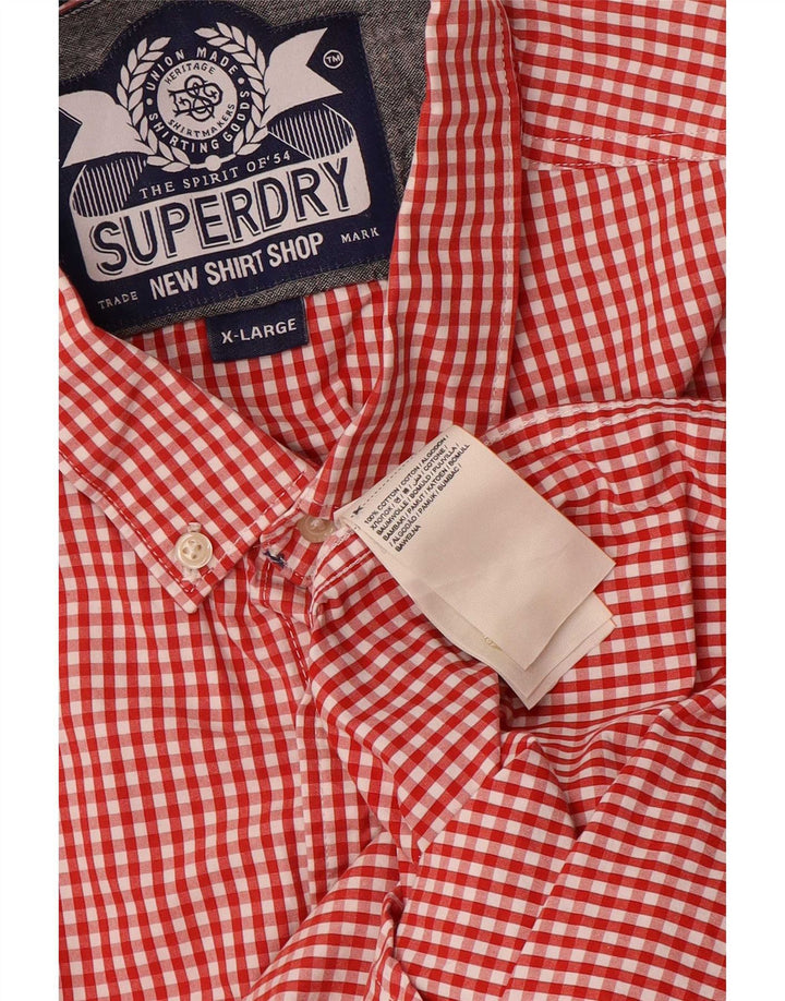 Superdry Herren-Hemd XL aus roter Gingham-Baumwolle
