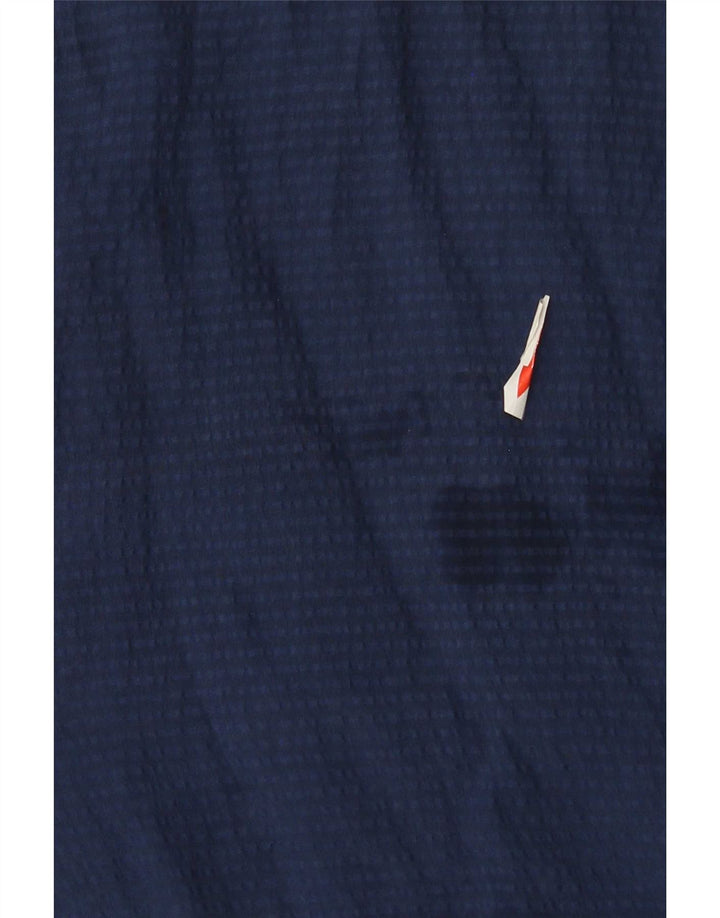 Vintage Herren Kurzarmhemd Medium Navy Blue Seide